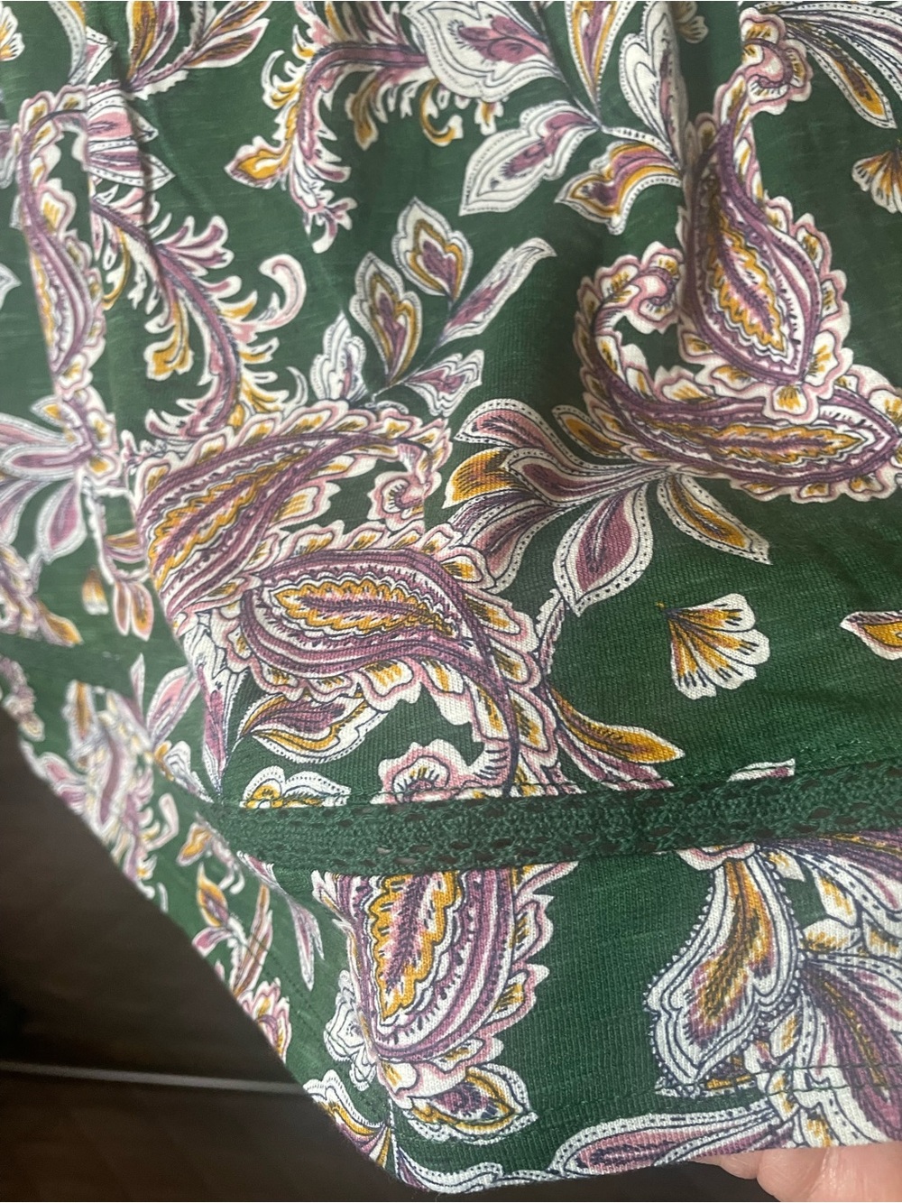 Green Paisley Maxi Dress with Lilac Accents - Picture 7 of 14